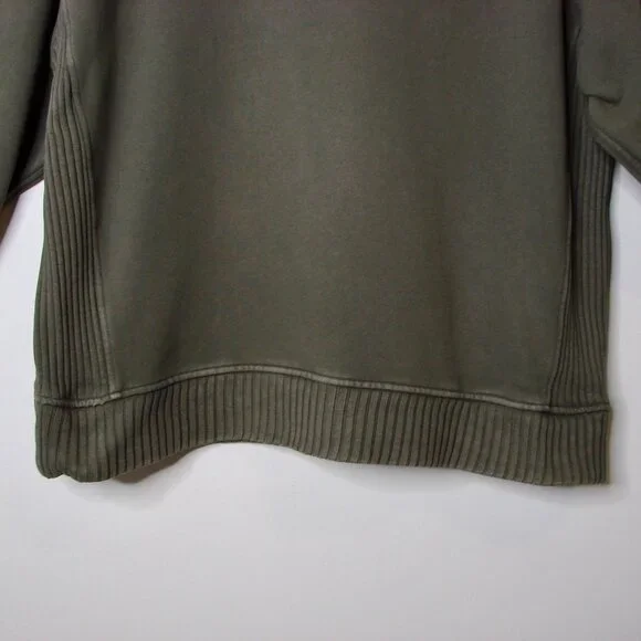 Aerie Down To Earth Crew Sweatshirt Olive Green Oversized Ribbed Small Medium L - Picture 9 of 14